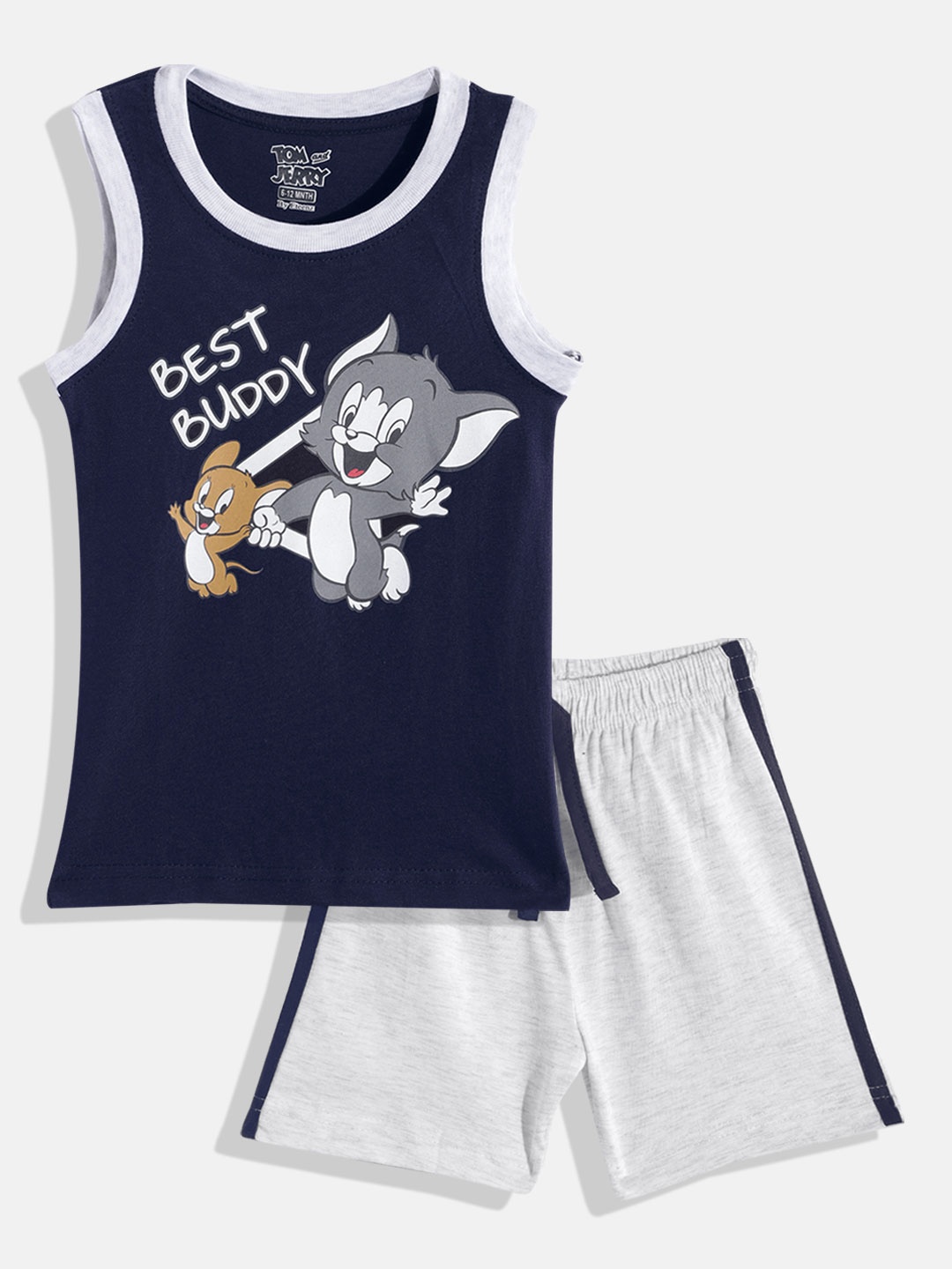 

Eteenz Infant Boys Tom & Jerry Print Premium Cotton T-shirt & Shorts, Navy blue