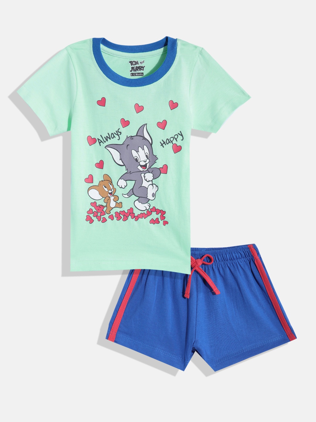 

Eteenz Infant Boys Tom & Jerry Print Premium Cotton T-shirt with Shorts, Sea green