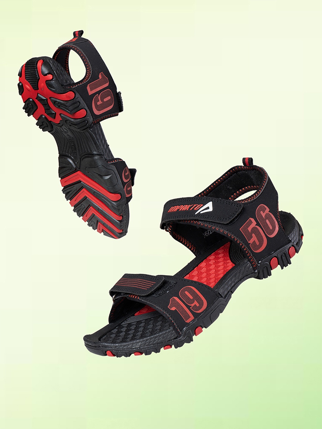 

IMPAKTO Men Black & Red Colourblocked Sports Sandals