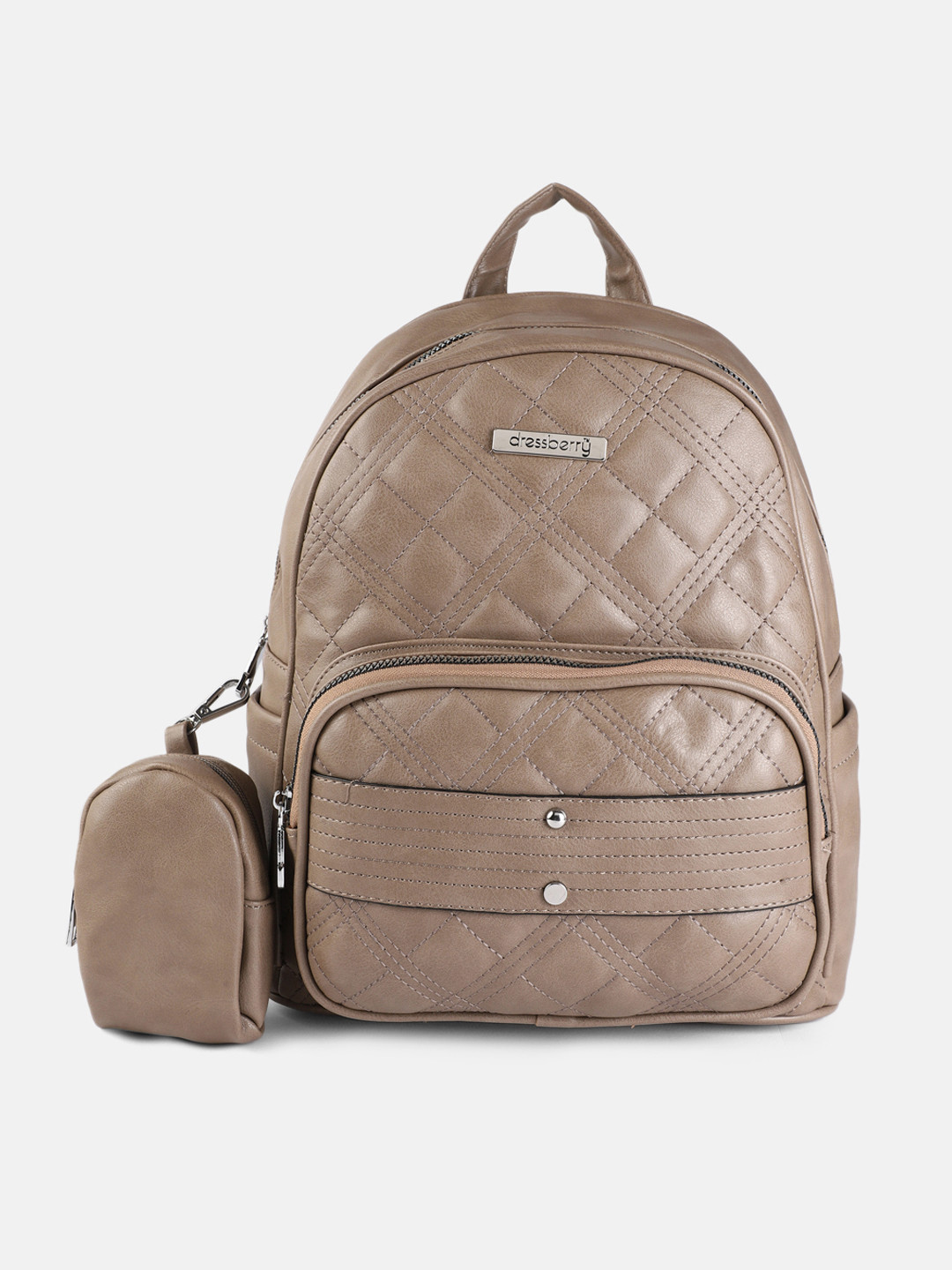 

DressBerry Women Khaki Brown Solid Backpack