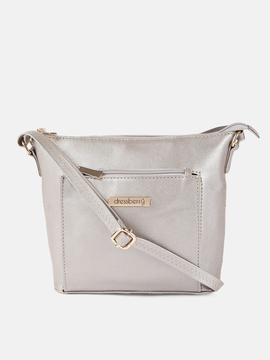 

DressBerry Gunmetal-Toned Solid Sling Bag, Metallic
