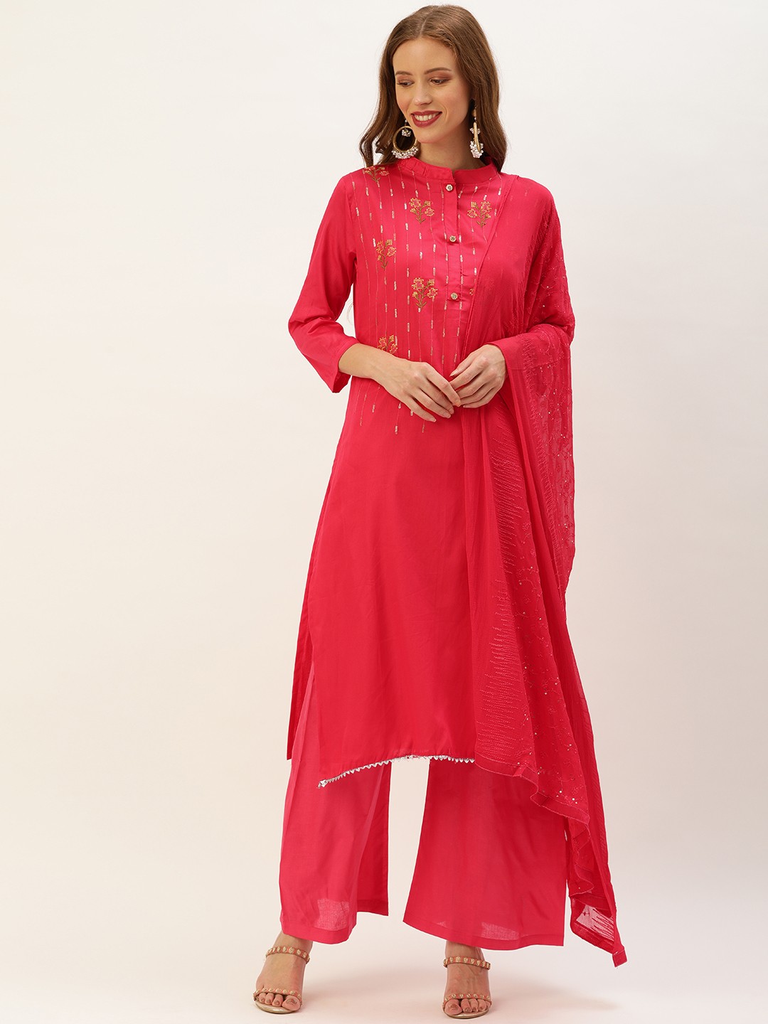 

Rajnandini Magenta Pink Pure Cotton Semi-Stitched Dress Material