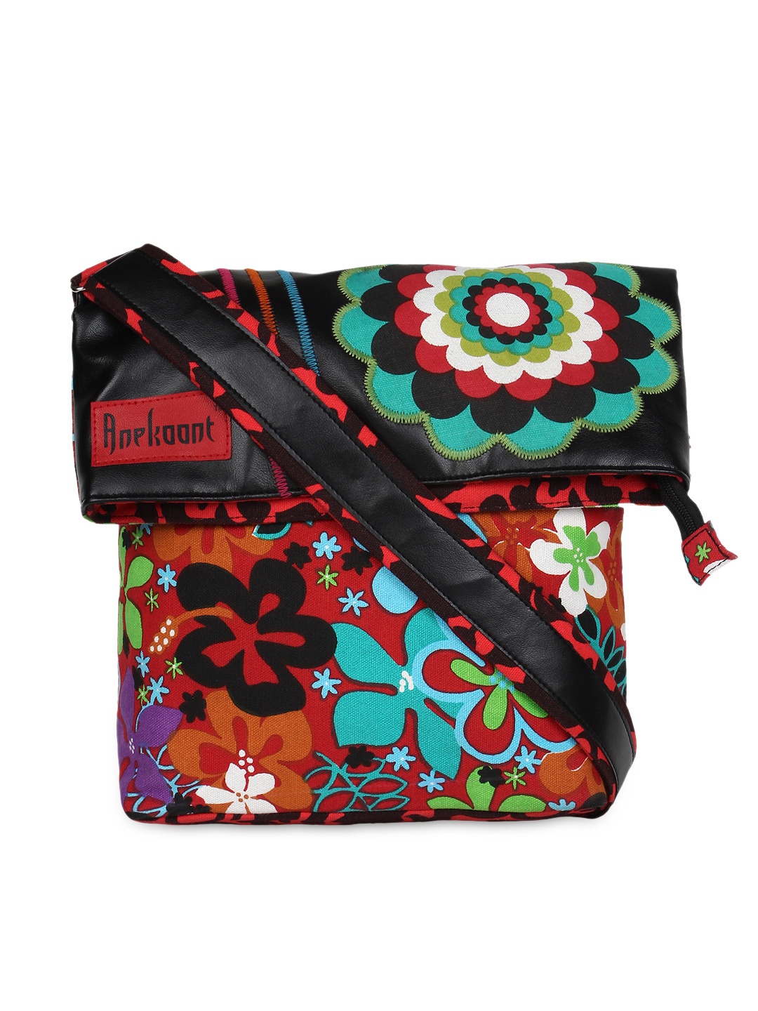 

Anekaant Black Floral Print Sling Bag