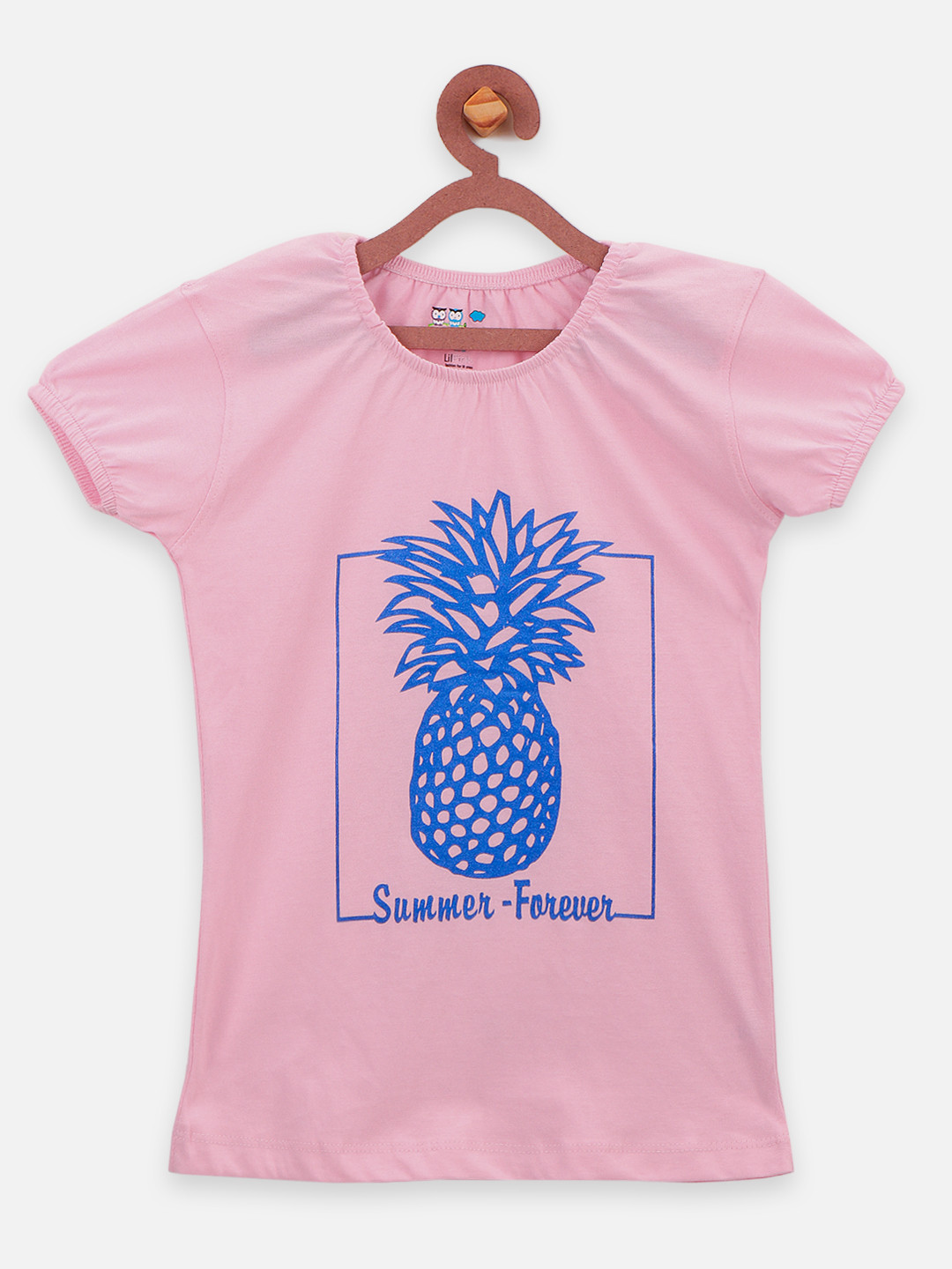 

LilPicks Girls Pink Printed Pure Cotton Top
