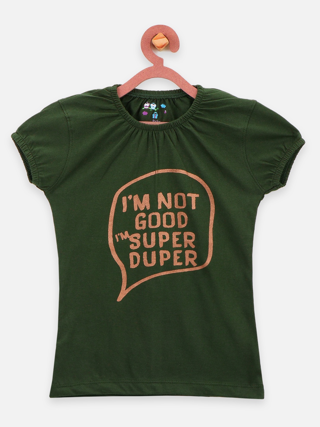 

LilPicks Girls Green Printed Pure Cotton Top