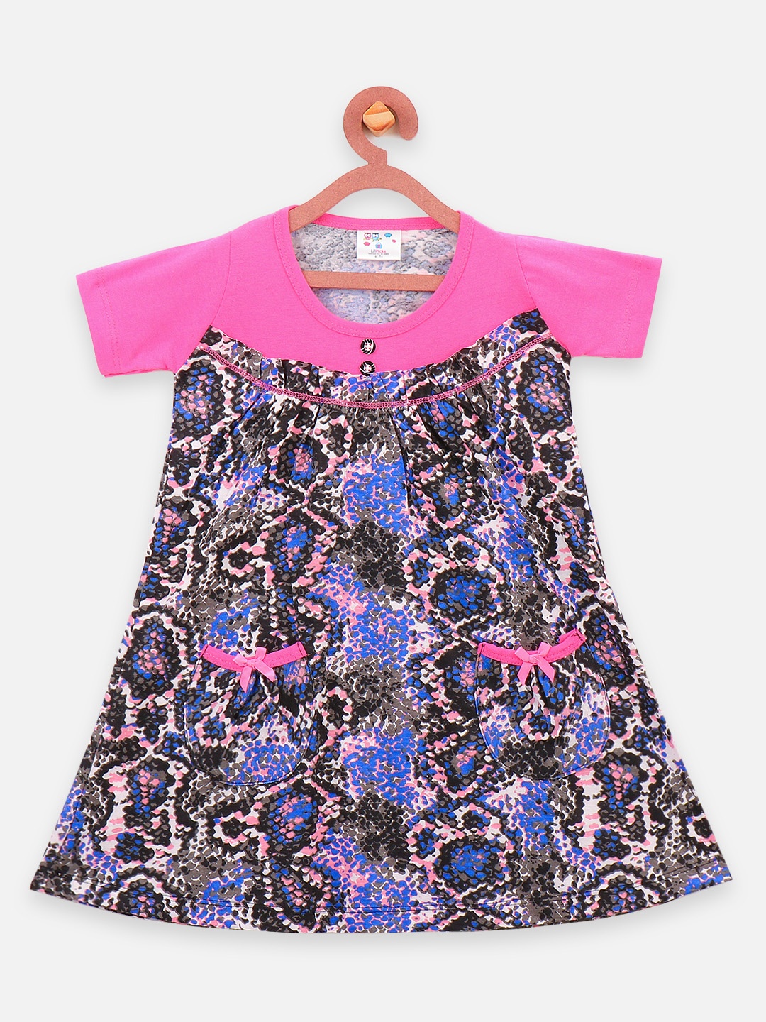 

LilPicks Girls Pink Printed A-Line Dress