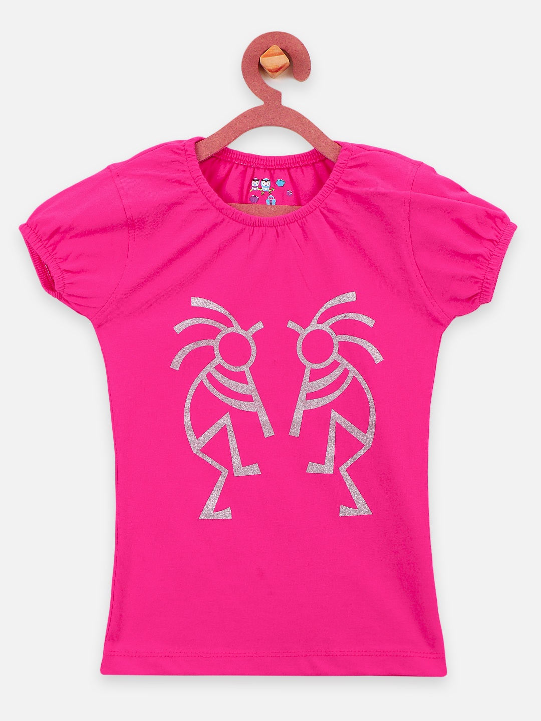 

LilPicks Girls Pink Printed Pure Cotton Top