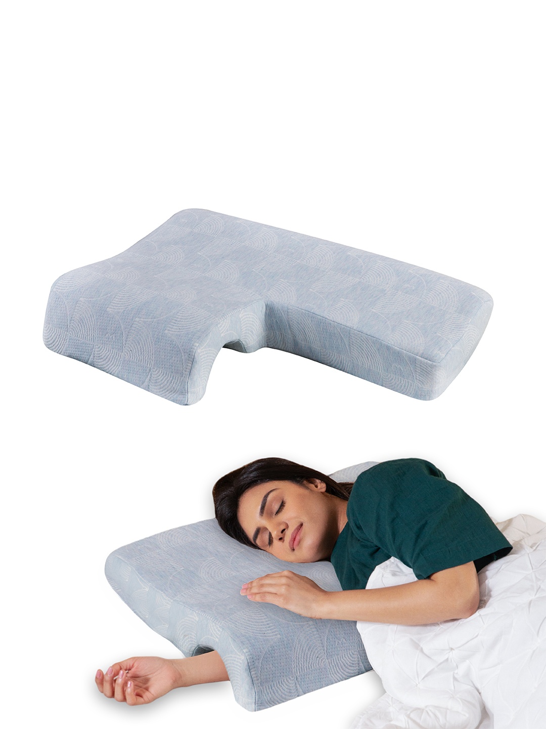 

The White Willow Unisex Beige Solid Memory Foam Cupid Couple Hug Sleeping Pillow