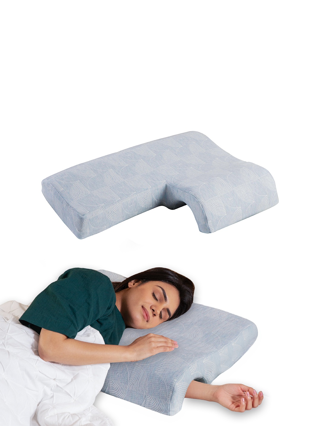 

The White Willow Memory Foam Cupid Couple Hug Sleeping Pillow, Off white