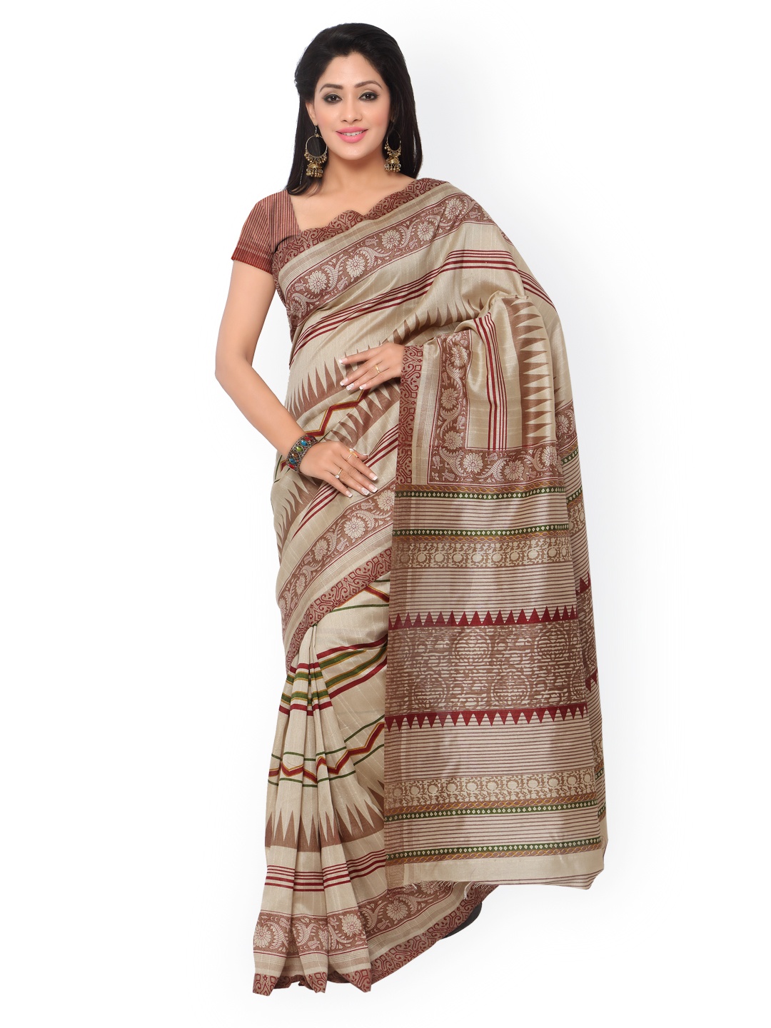 

Saree mall Beige Art Silk Printed Saree