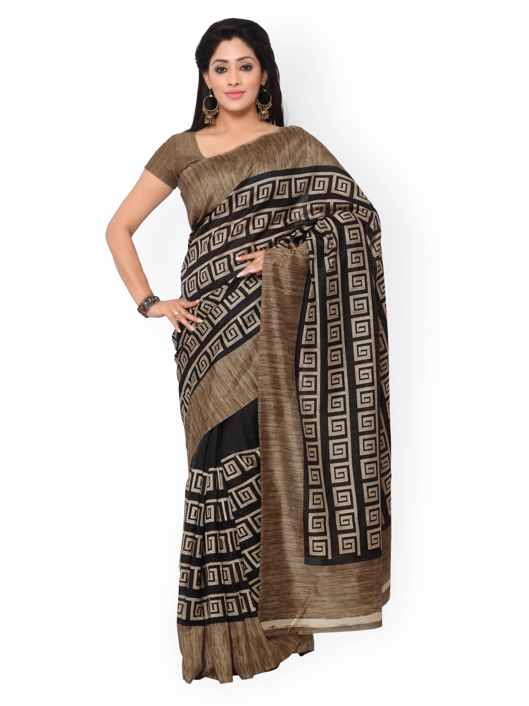 

Saree mall Black Art Silk Printed Saree