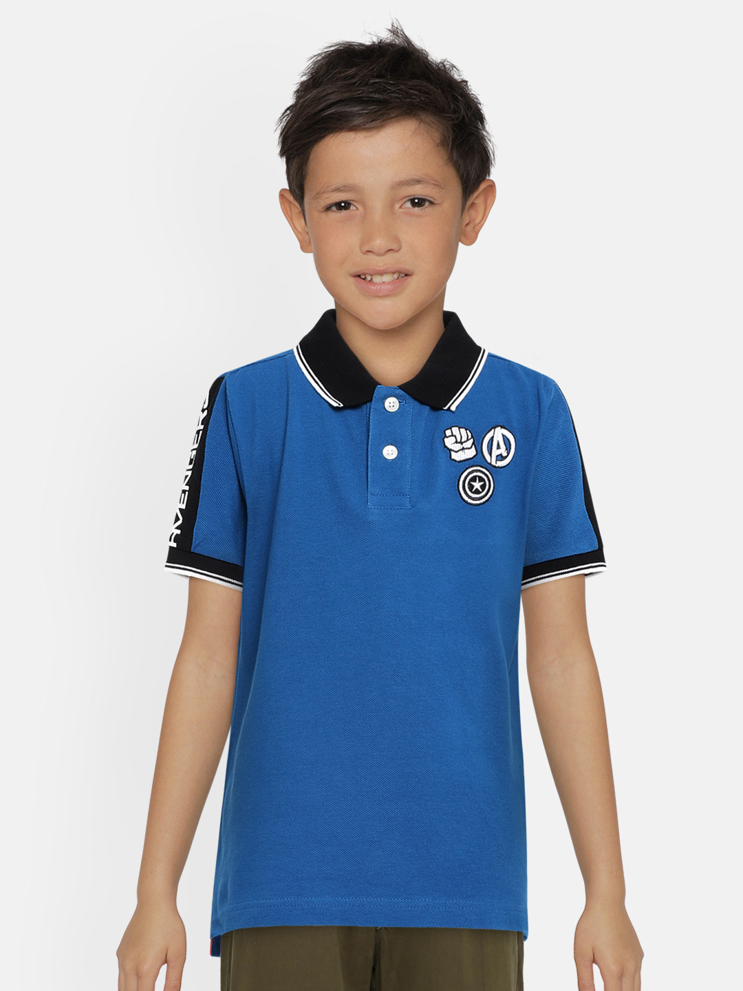 

Indian Terrain Boys Blue Embroidered Polo Collar Pure Cotton T-shirt