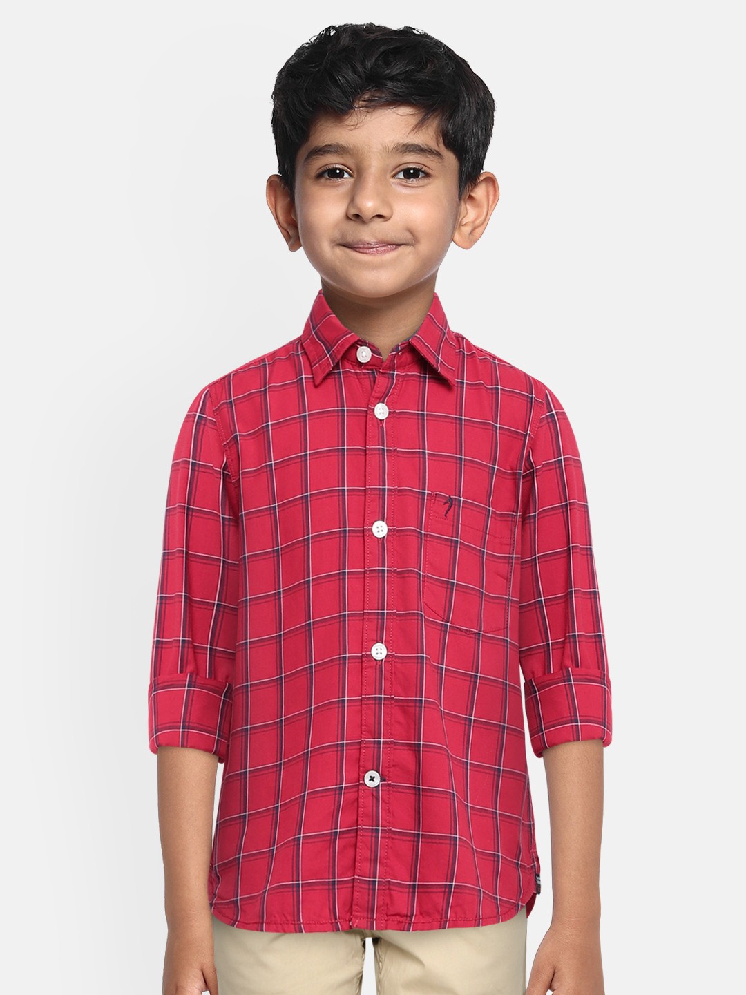 

Indian Terrain Boys Red Regular Fit Checked Casual Shirt