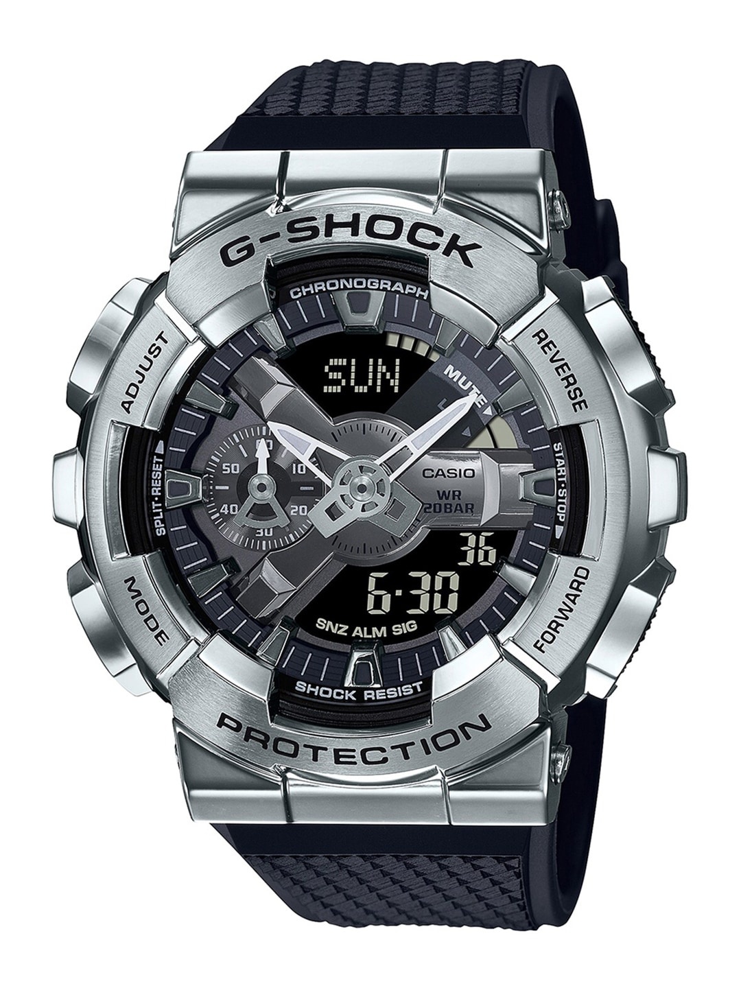 

CASIO Men G-Shock G-Steel GM-110-1ADR Silver Ana-Digi Dial Black Resin Strap Watch G1051