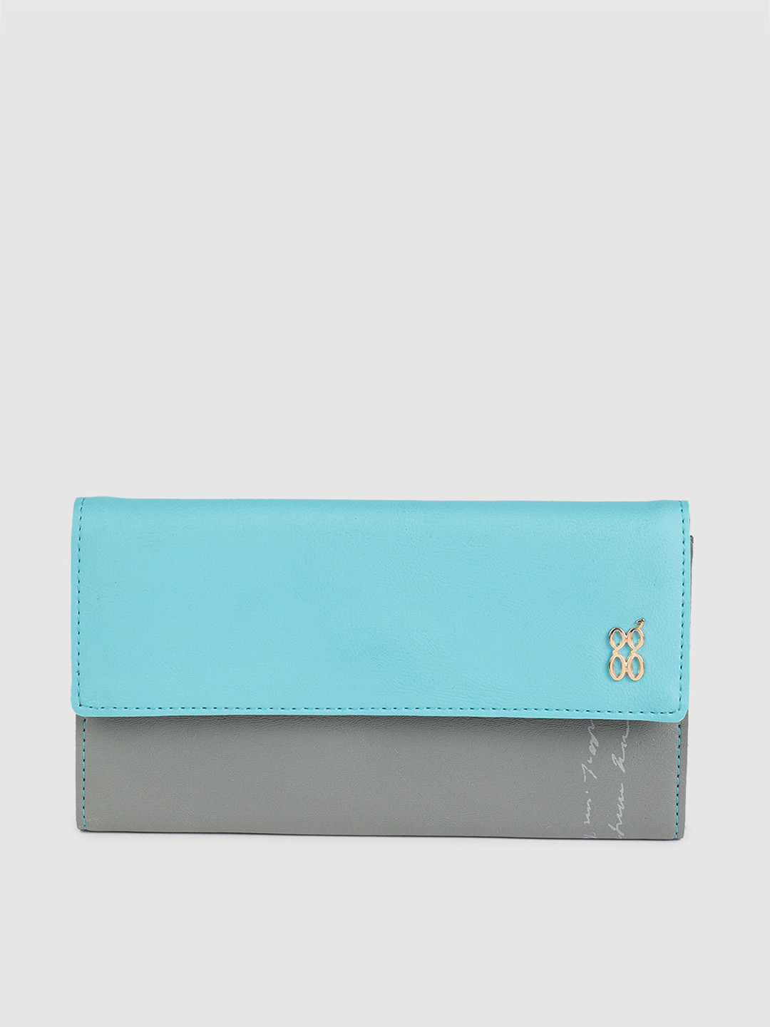

Baggit Women Grey & Blue Colourblocked Two Fold Wallet