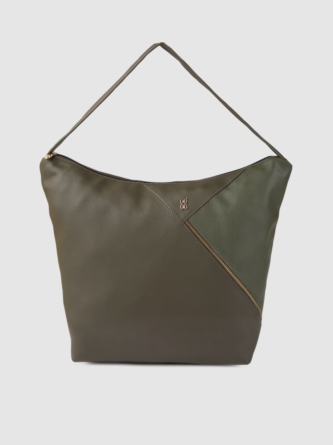 

Baggit Olive Green Colourblocked Hobo Bag