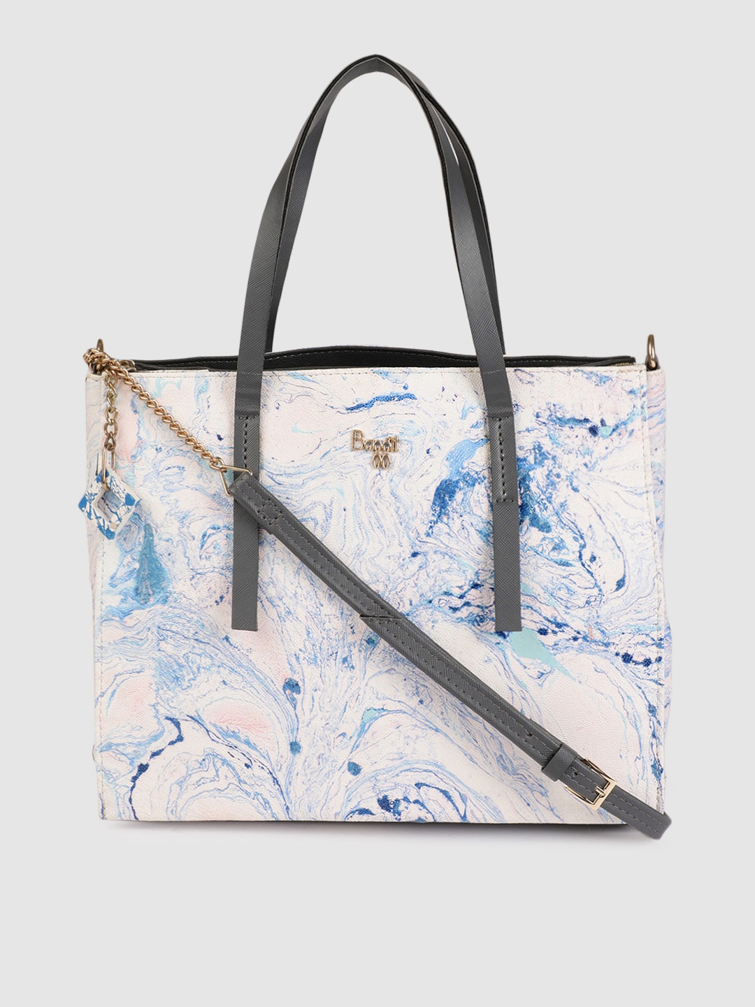 

Baggit White & Blue Printed GINE GLAND Handheld Bag