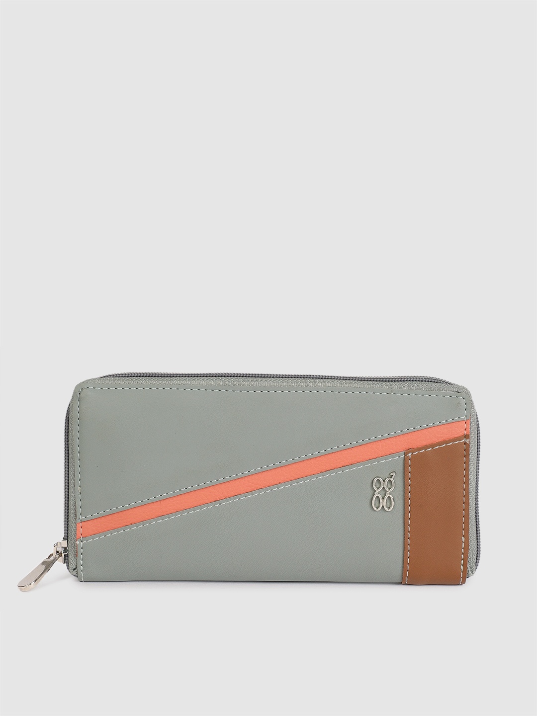 

Baggit Women Grey CRUSTIN Colourblocked Zip Around Wallet