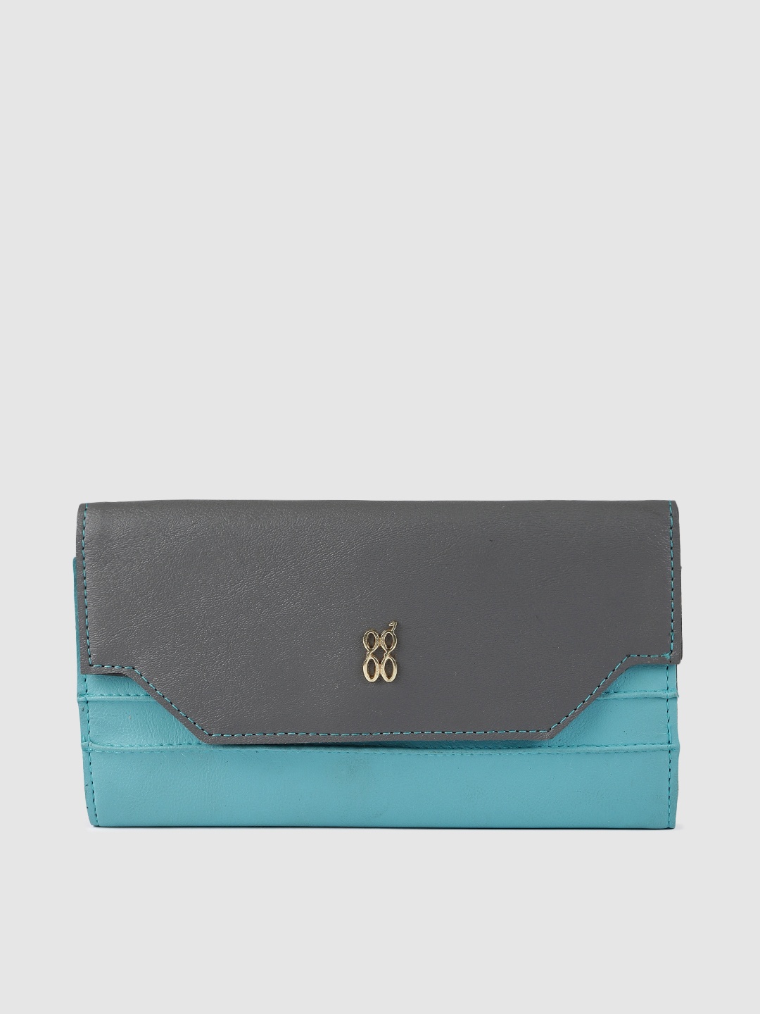 

Baggit Women Blue & Grey Colourblocked Three Fold Wallet