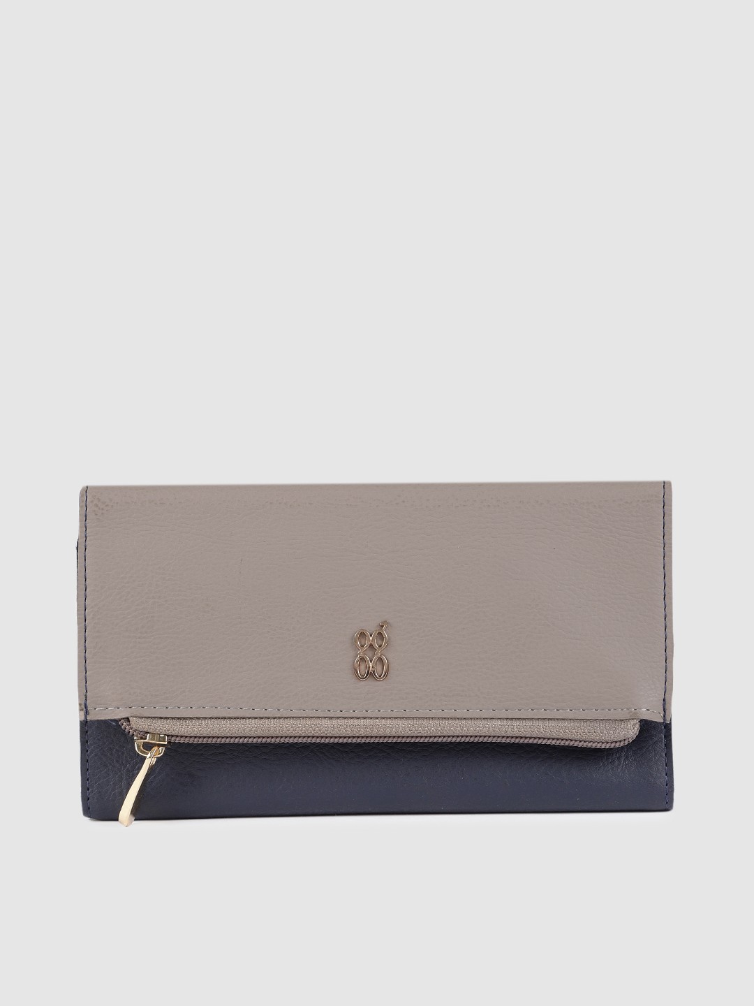 

Baggit Women Navy Blue & Grey Colourblocked Three Fold Wallet