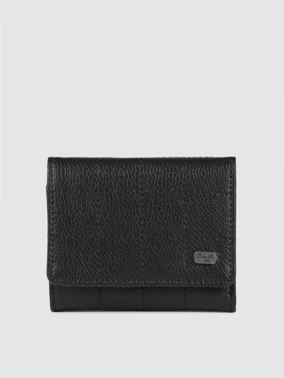 

Baggit Men Black Solid Three Fold Wallet