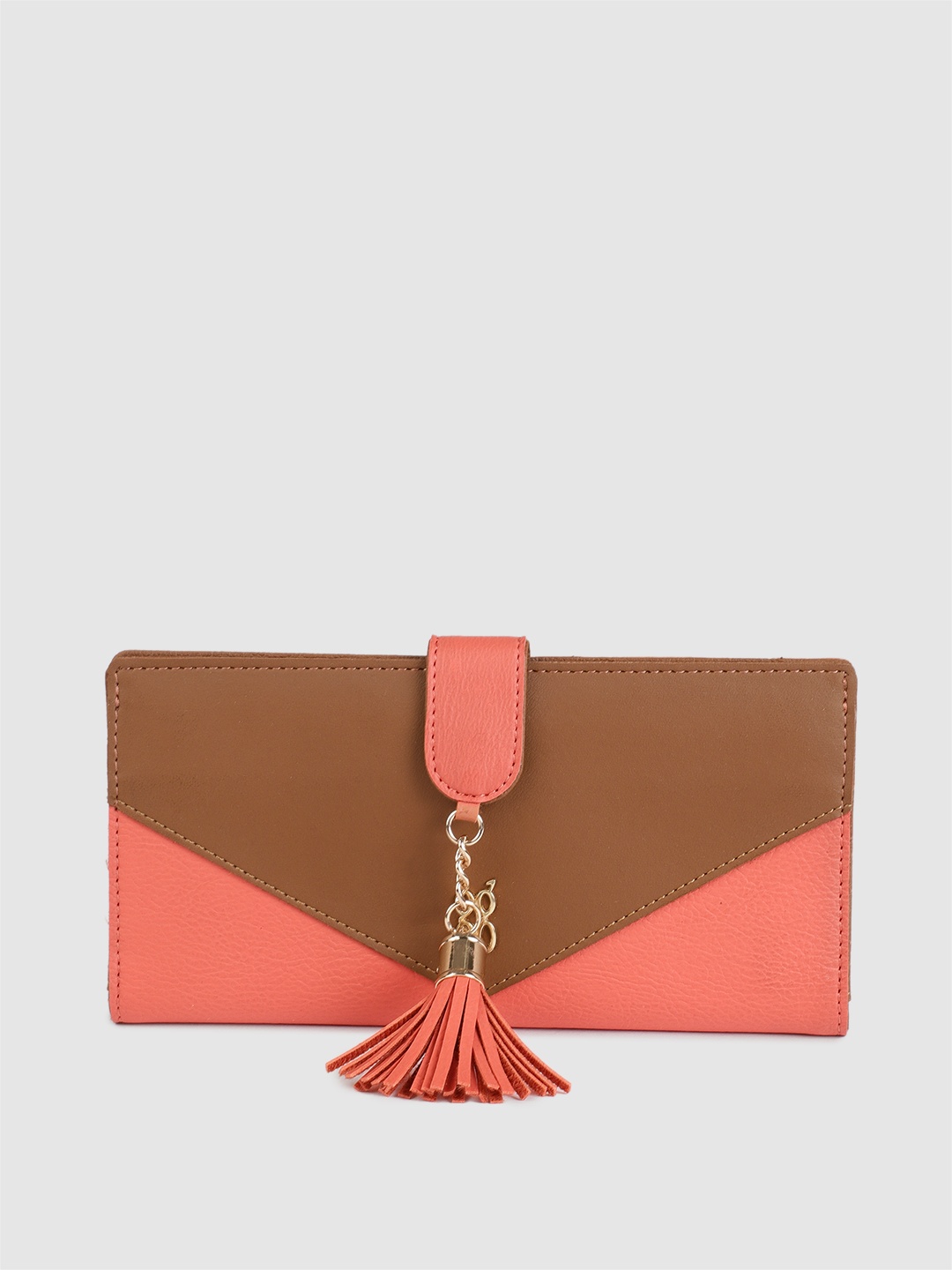 

Baggit Women Coral & Brown BRUCE E PHEEBY Colourblocked Two Fold Wallet