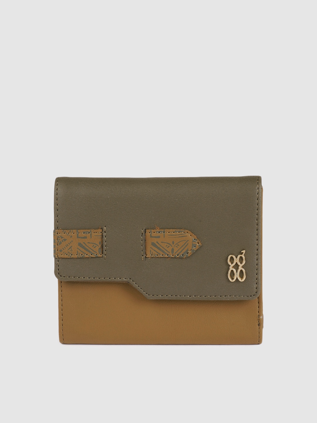 

Baggit Women Brown & Grey Solid Three Fold Wallet