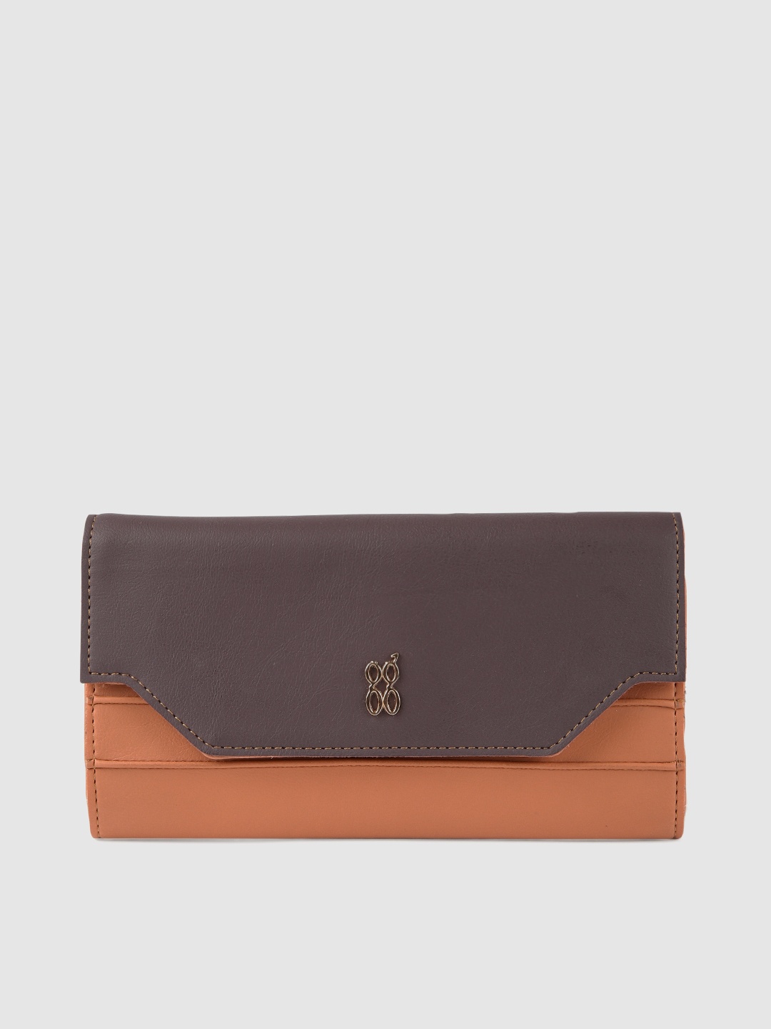 

Baggit Women Grey & Tan Brown Colourblocked SENDY E DIEGO Three Fold Wallet