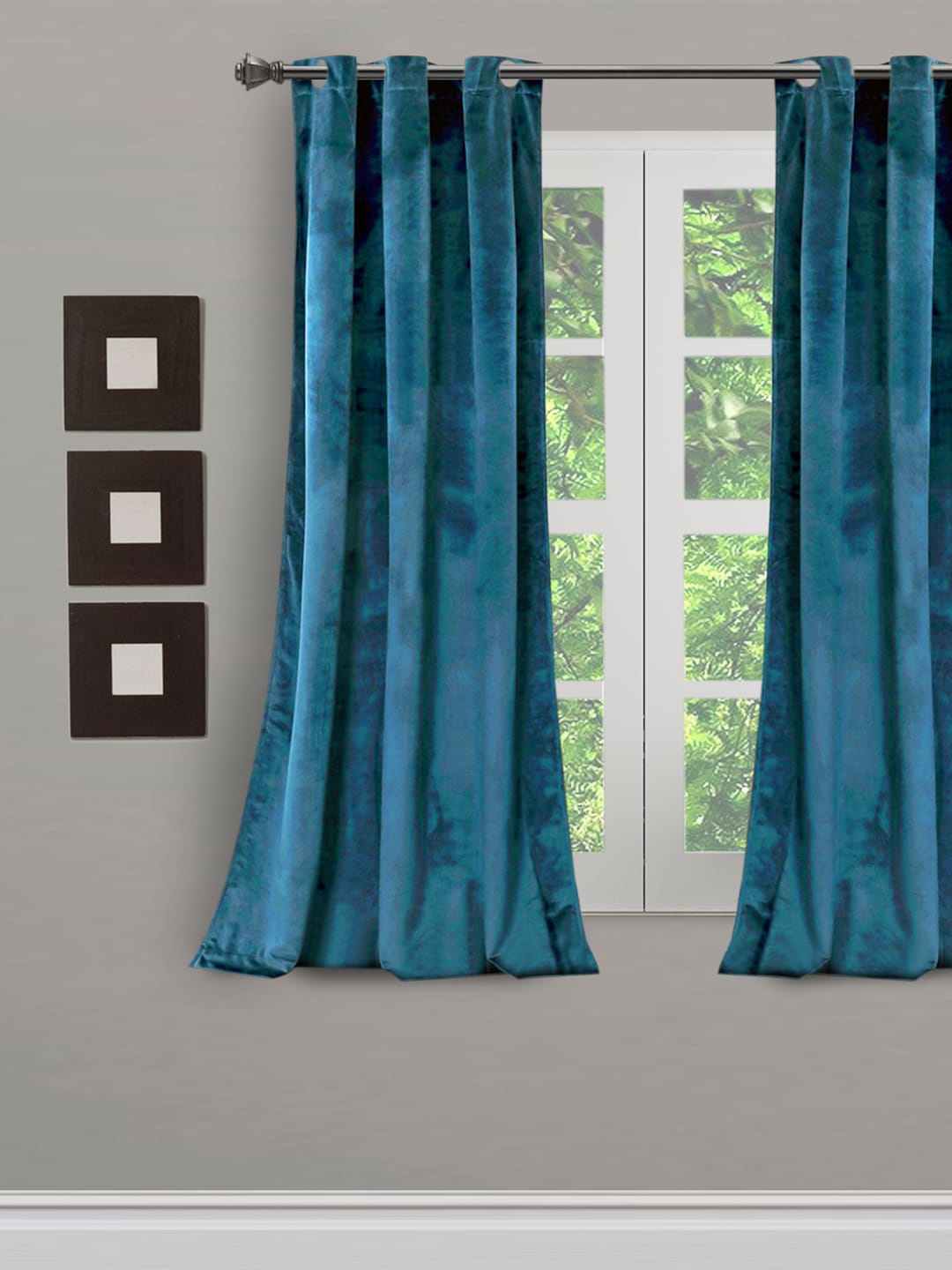

eyda Blue Solid Sustainable Room Darkening Velvet Window Curtain