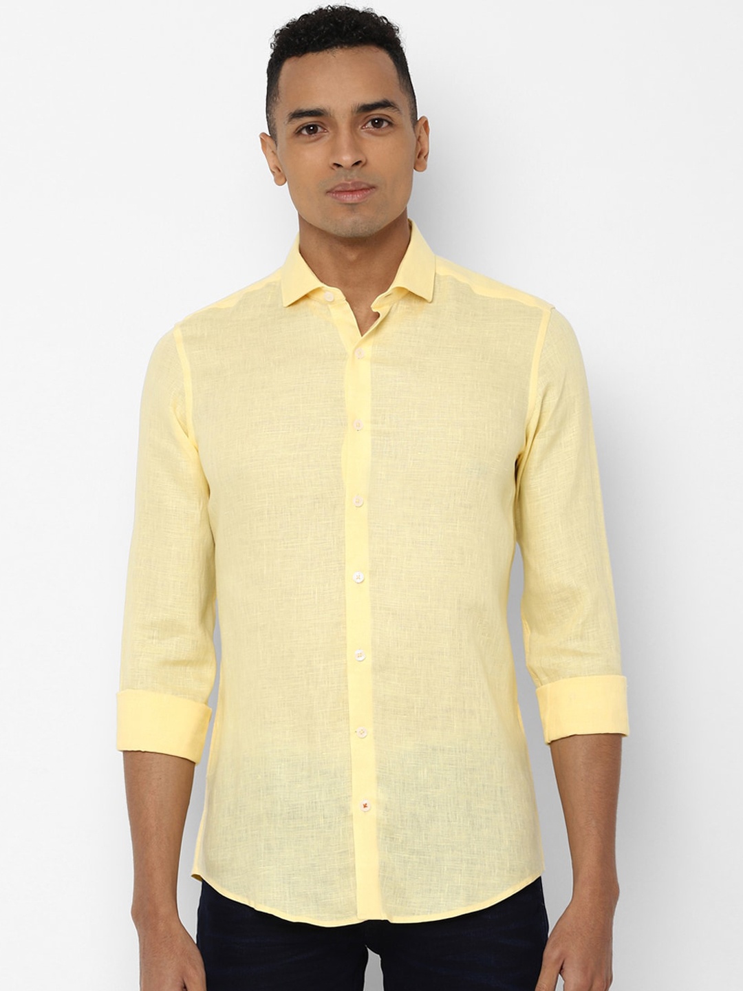 

SIMON CARTER LONDON Men Yellow Slim Fit Solid Casual Shirt