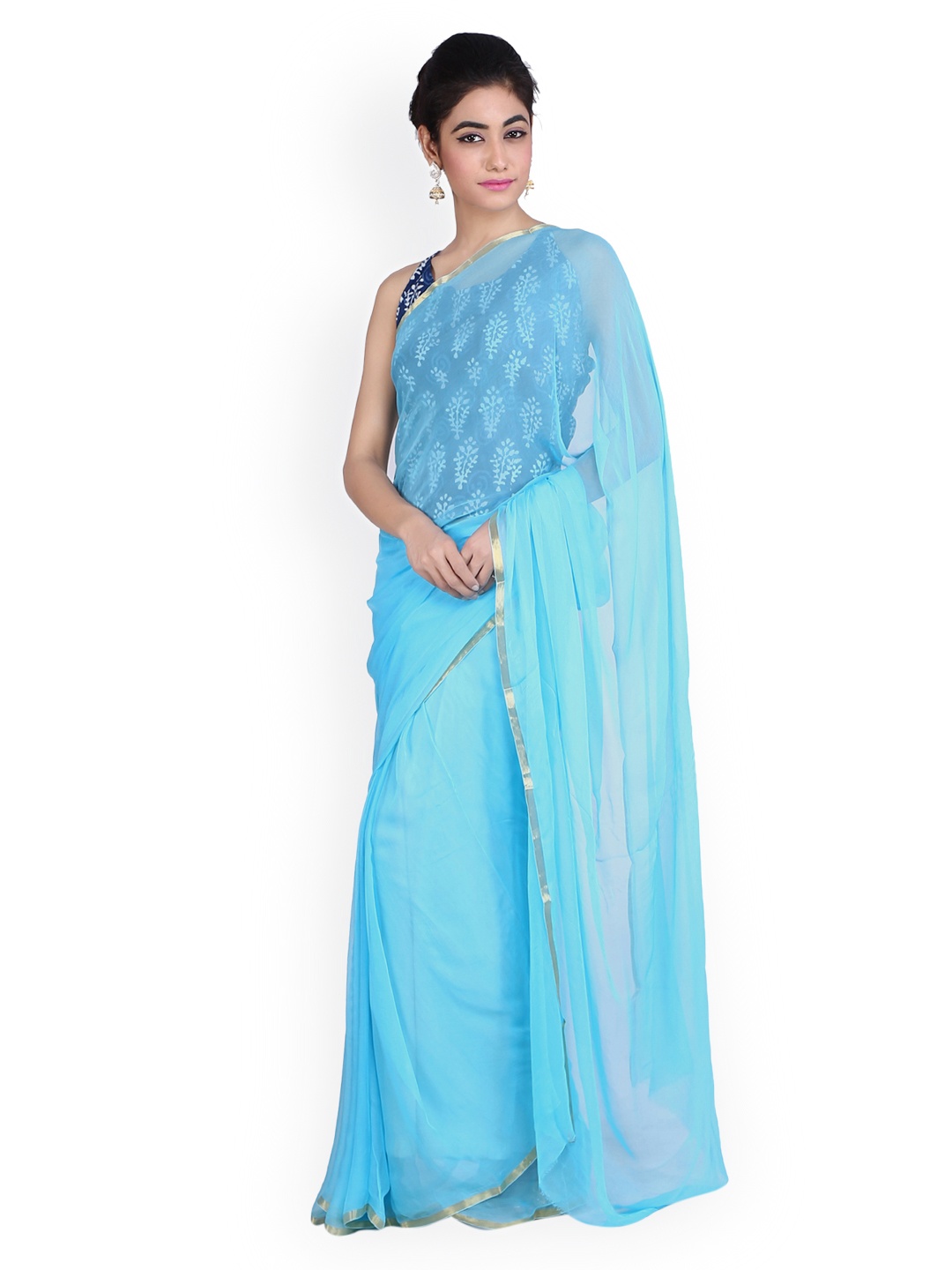 

Geroo Jaipur Blue Organic Silk Saree