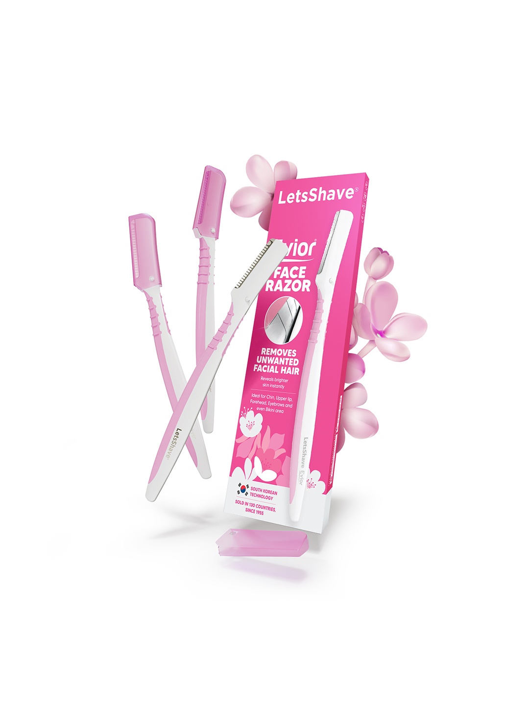 LetsShave Pack of 3 Evior Women Face Razor, Pink