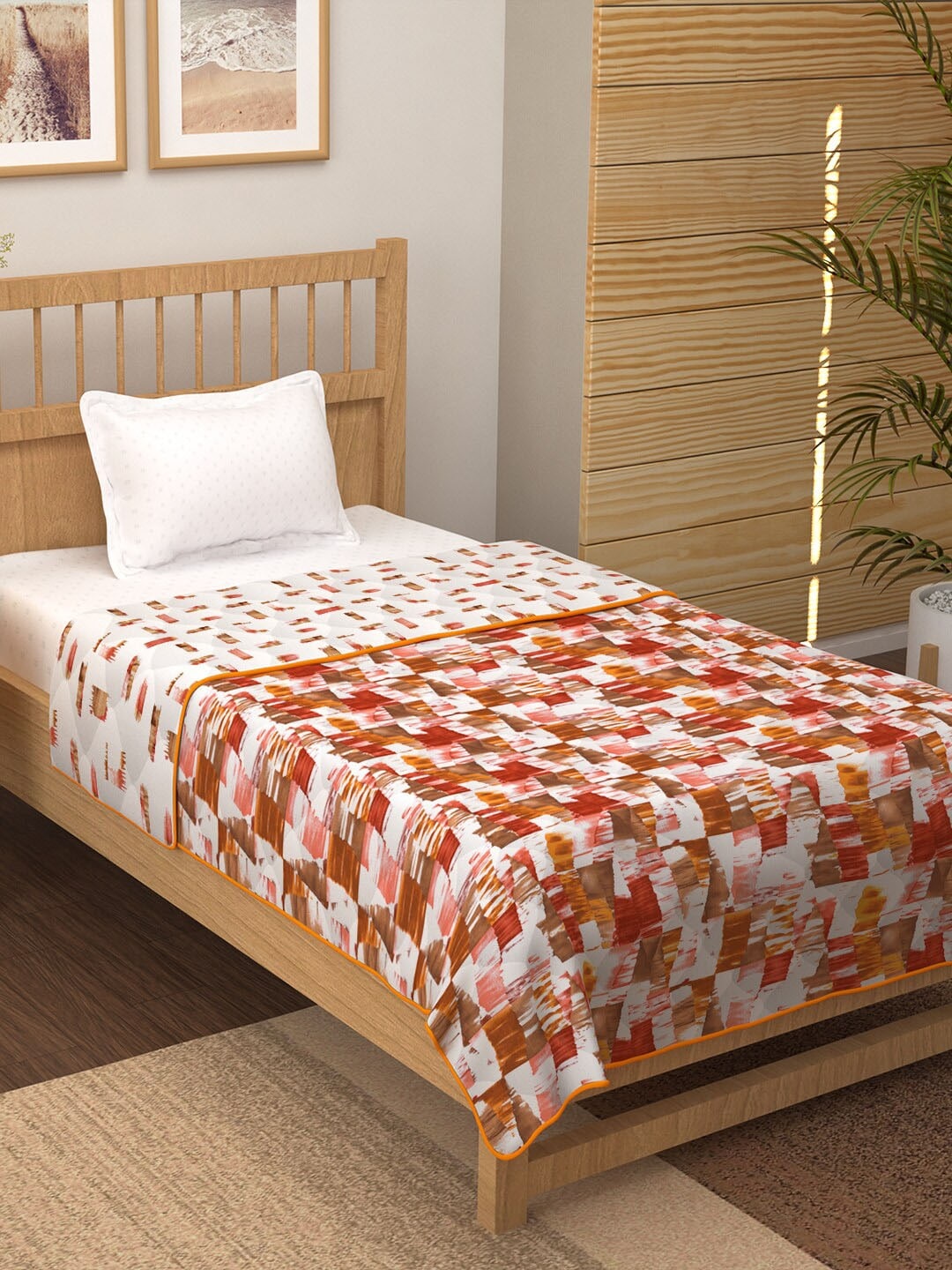 

Story@home Red White Printed 150 GSM Heavy Winter Reversible Single Bed Comforter