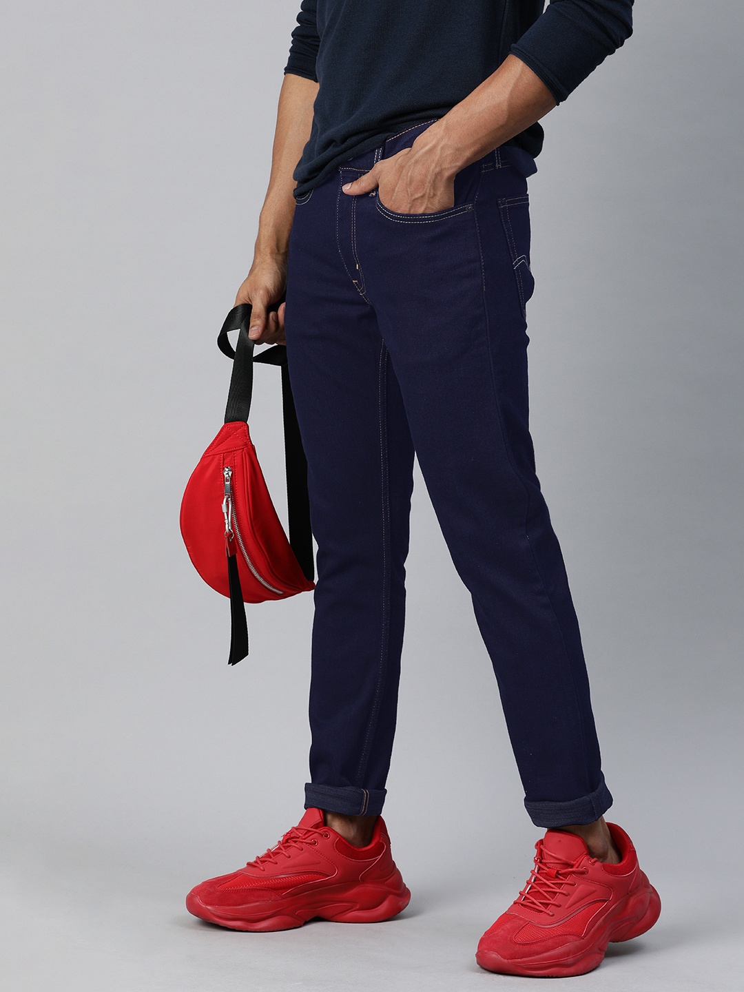 

Levis Men Blue Skinny Taper Fit Mid-Rise Clean Look Stretchable Sustainable Jeans