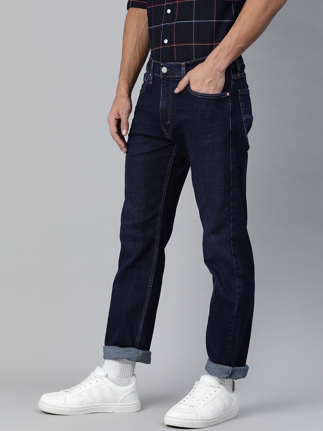 

Levis Men Blue 513 Slim Straight Fit Mid-Rise Clean Look Stretchable Jeans