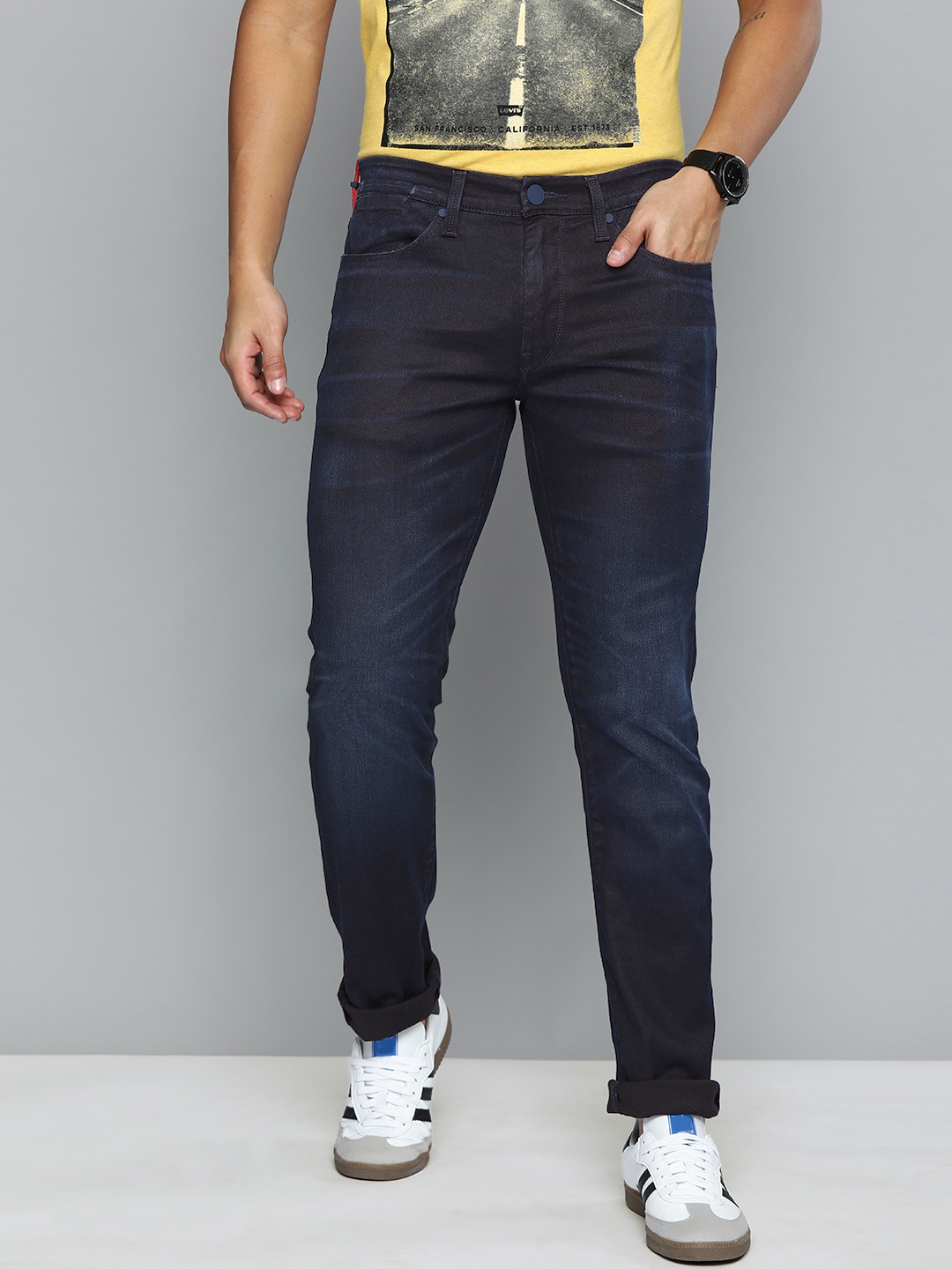 

Levis Men Blue Slim Fit Mid-Rise Clean Look Sustainable Jeans