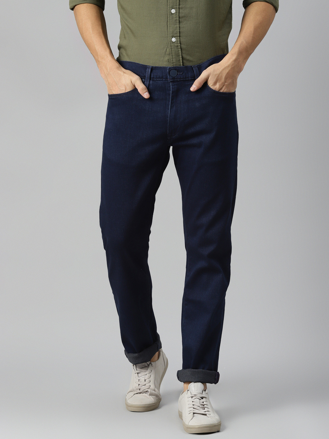 

Levis Men Navy Blue 513 Slim Straight Fit Stretchable Sustainable Jeans