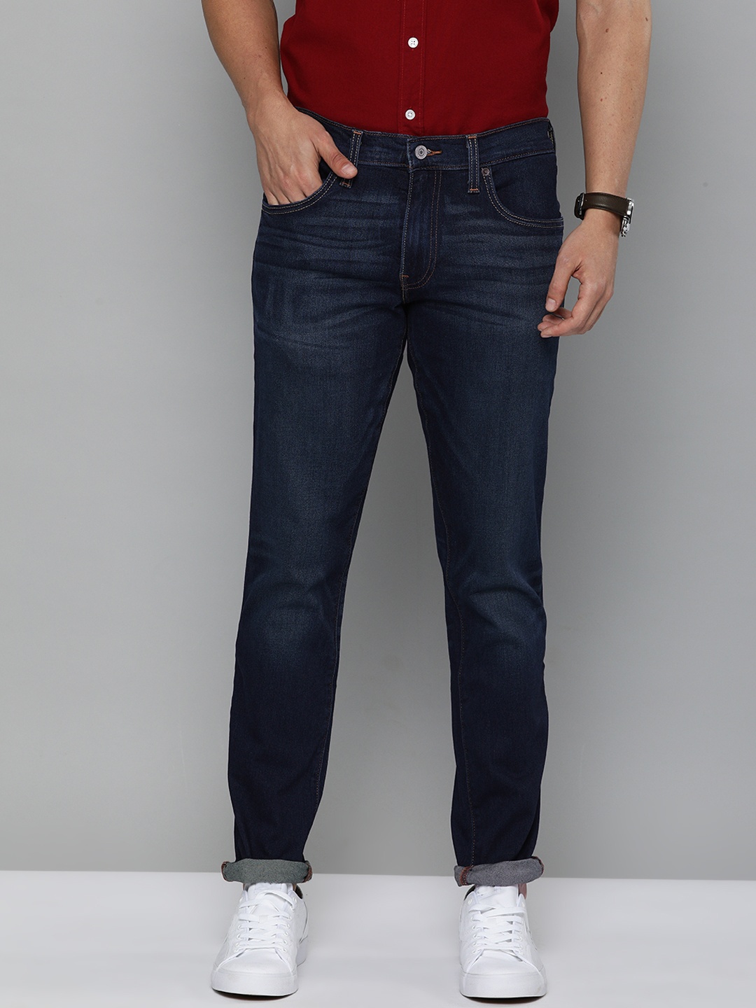 

Levis Men Blue Skinny Fit Mid-Rise Clean Look Sustainable Jeans