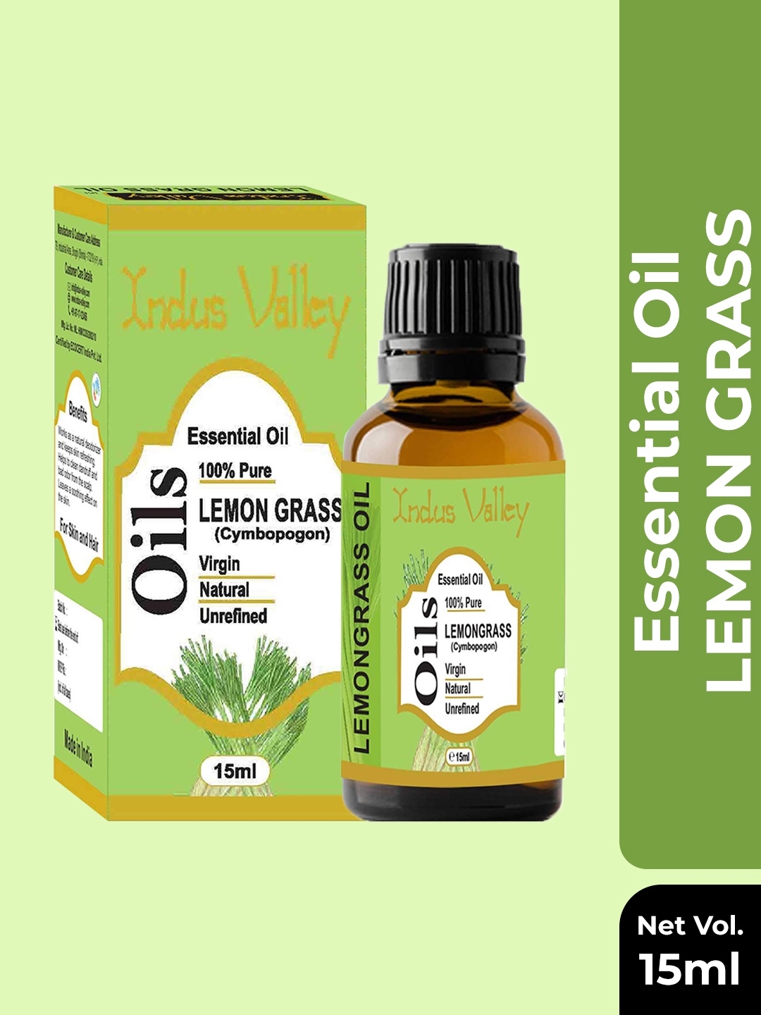 

Indus Valley Lemongrass Essential Oil 15 ml, Green
