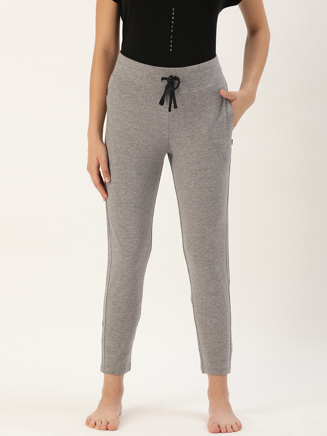 

Enamor Women Grey Melange Solid Slim Fit Relax Lounge Pants
