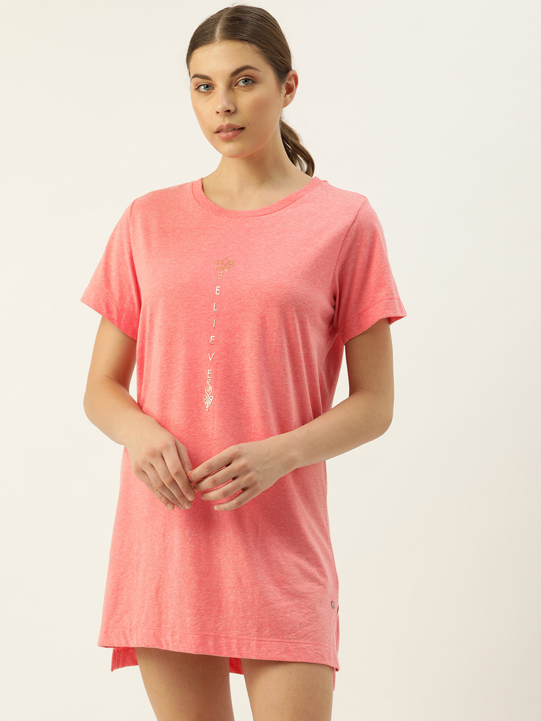 

Enamor Women Pink Relaxed Fit Long Length Nightdress