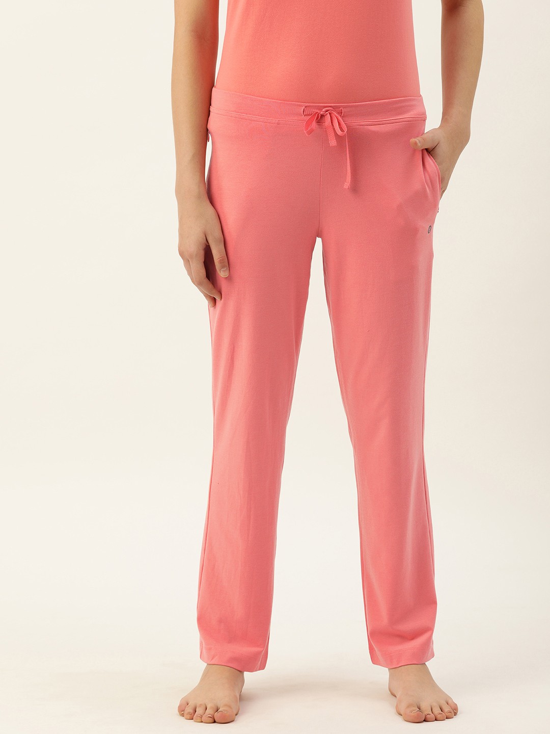 

Enamor Women Mid-Rise Straight Leg Lounge Pants E014, Pink