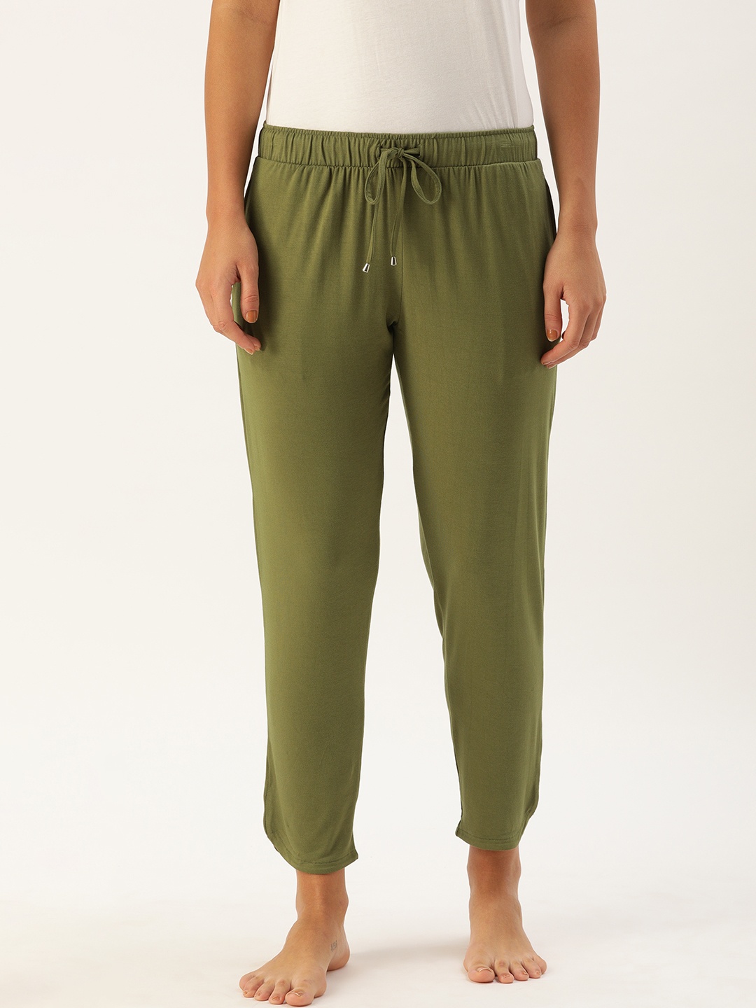 

Enamor Women Olive Green Relaxed Fit Shop in Pyjama Lounge Pants