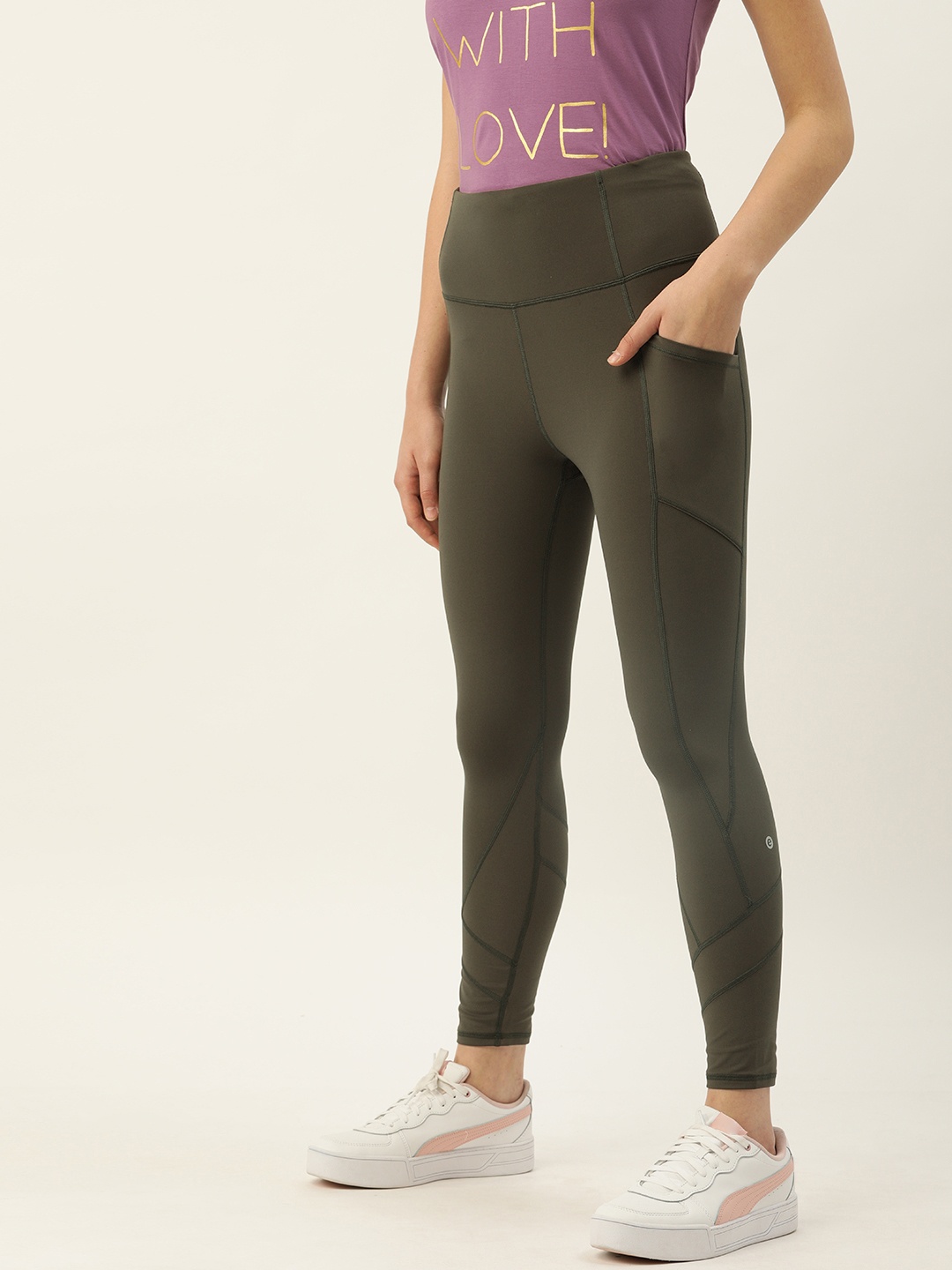 

Enamor Women Athleisure Olive Green Dry Fit Legging E258