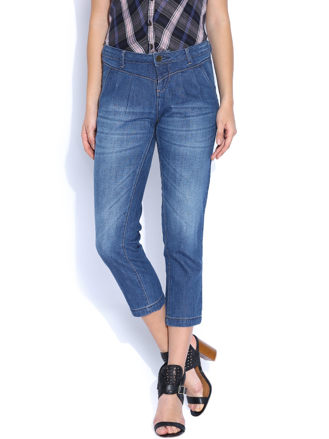 

Flying Machine Blue Slim Tapered Fit Crop Jeans