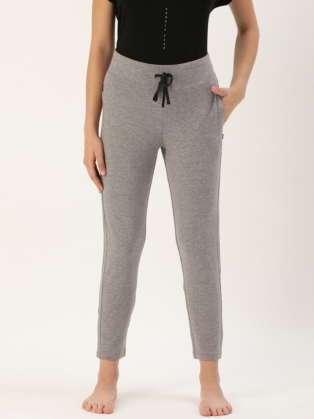 

Enamor Women Grey Melange Solid Slim Fit Relax Lounge Pants