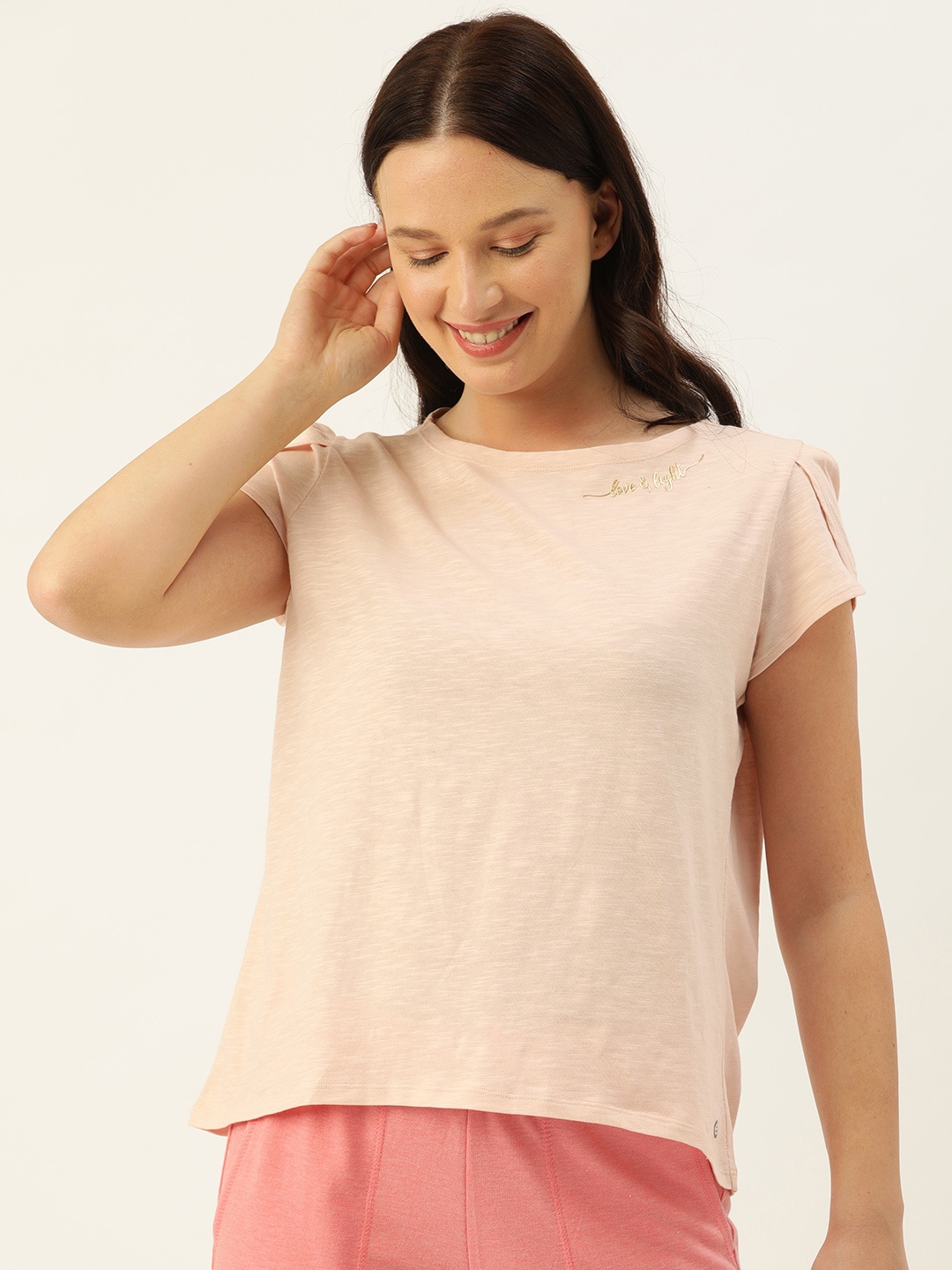 

Enamor Essentials E125 Women's Relaxed Fit Cotton Jersey Tee, Pink