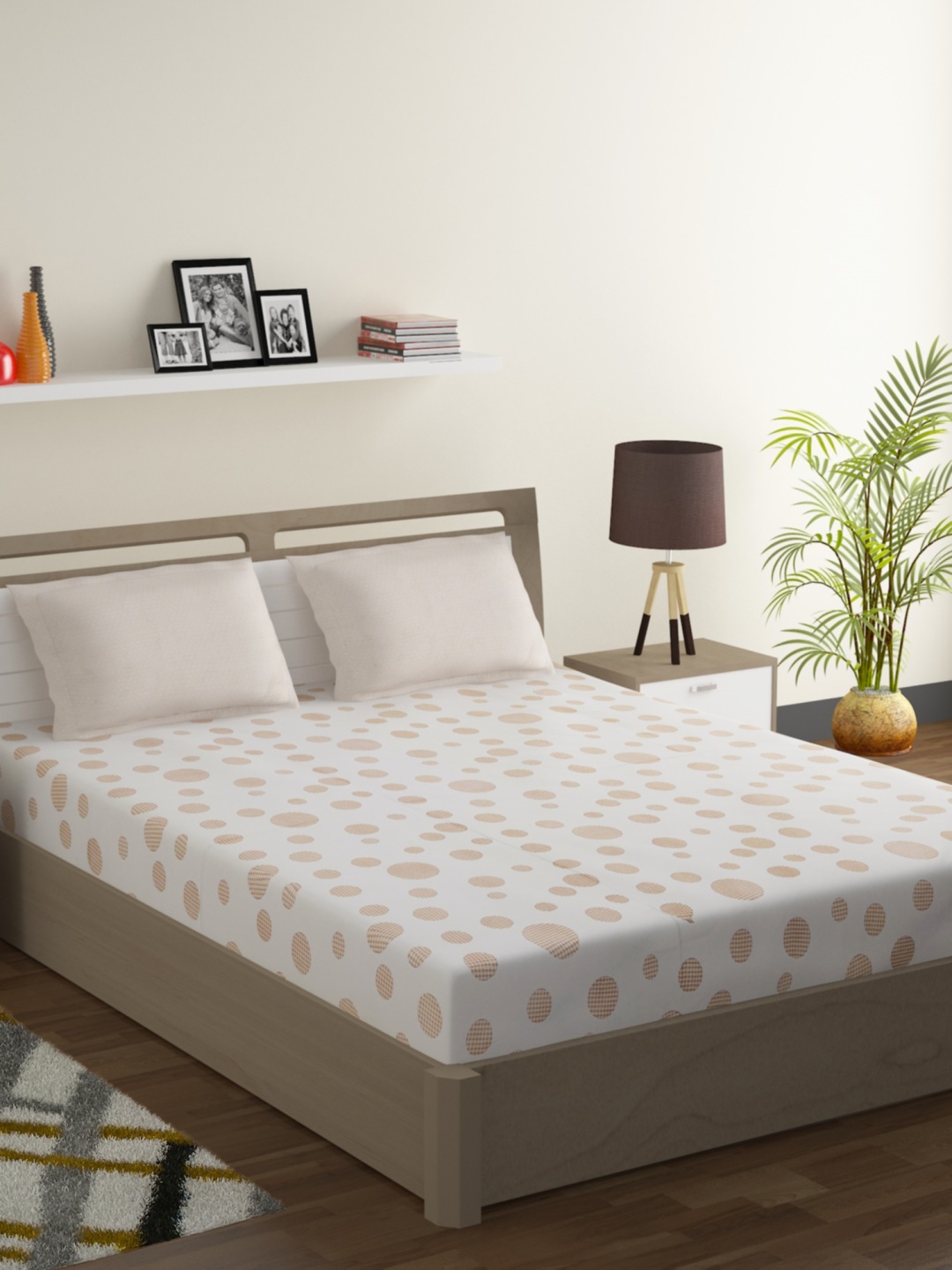 

Swayam Pastel Vogue 210 TC 100% Cotton 1 Double Bedsheet with 2 Pillow Covers, Beige