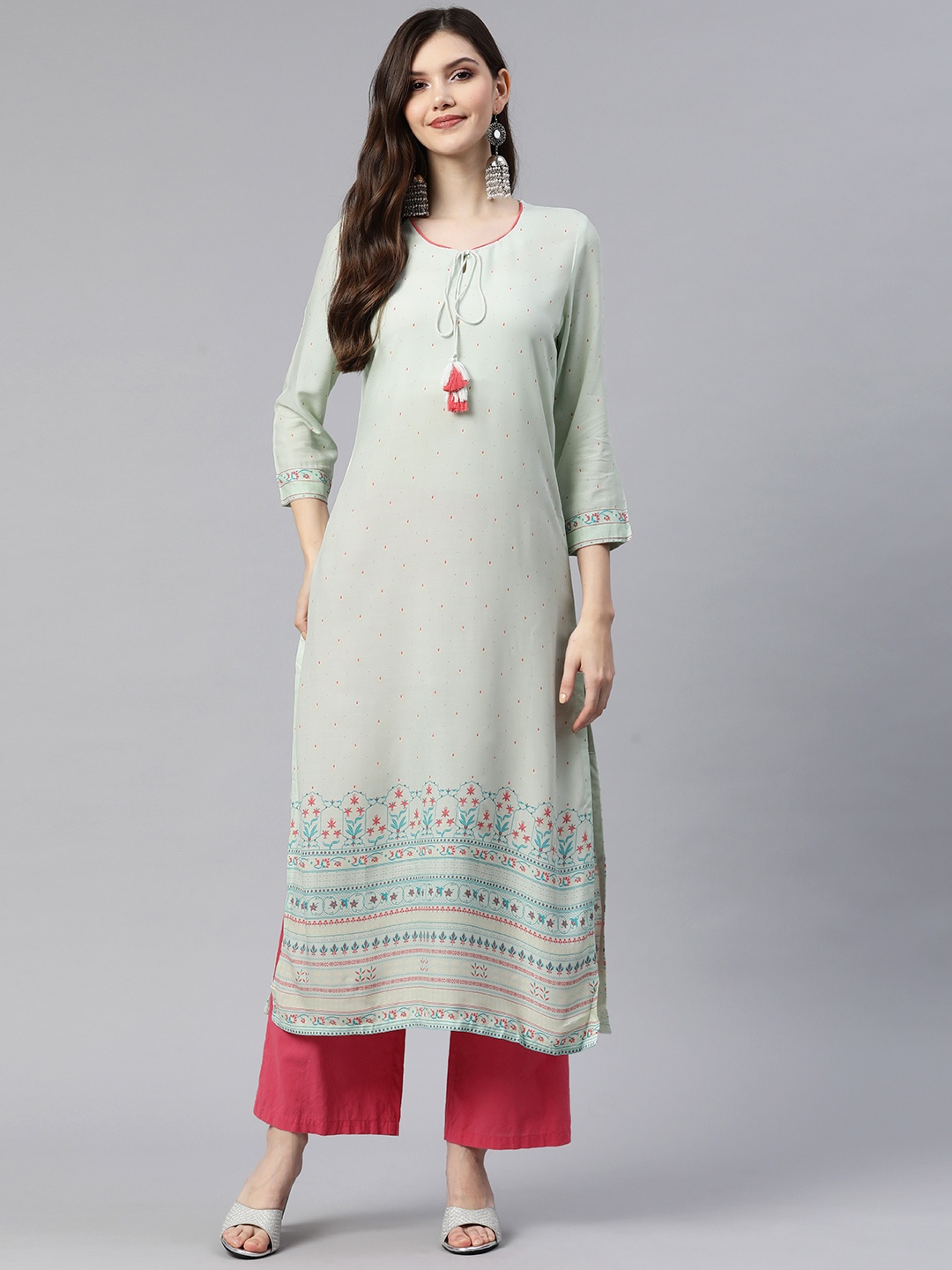 

Rangriti Women Green Printed Kurta