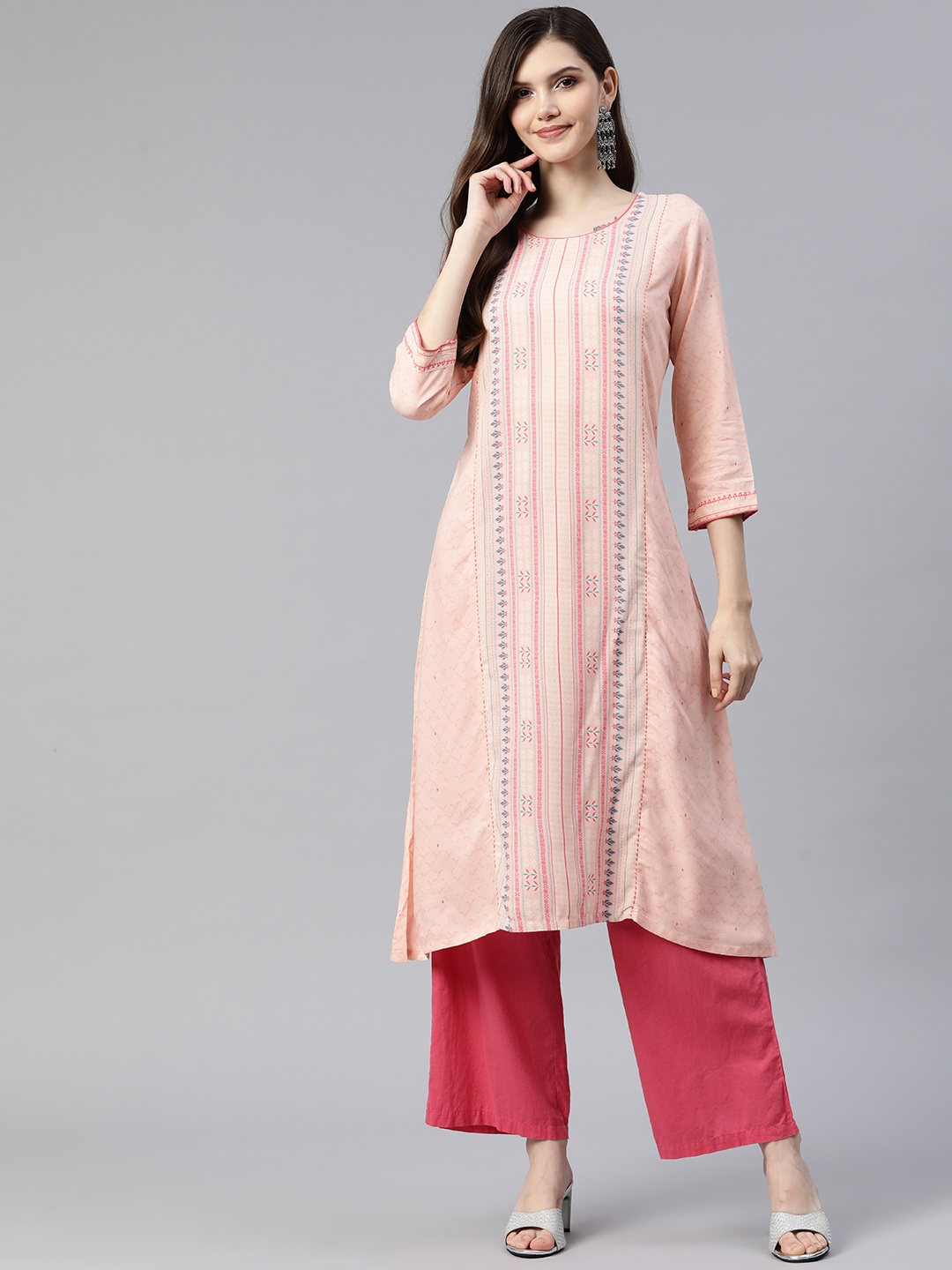 

Rangriti Women Ethnic Motifs Printed Kurta, Peach